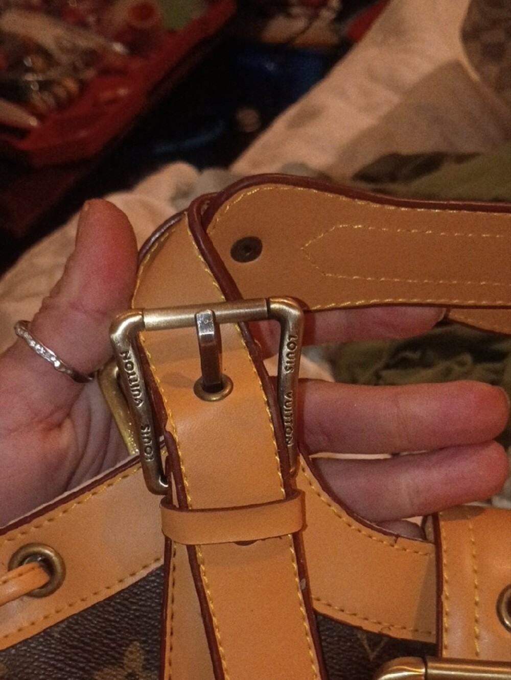 Louis Vuitton Monogram Canvas Buckle Tote in Brown and Tan Leather - Picture 5 of 5